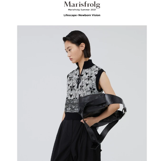 【晨晨甄选】玛丝菲尔官方旗舰店印花设计师黑色设计感ol毛针织衫