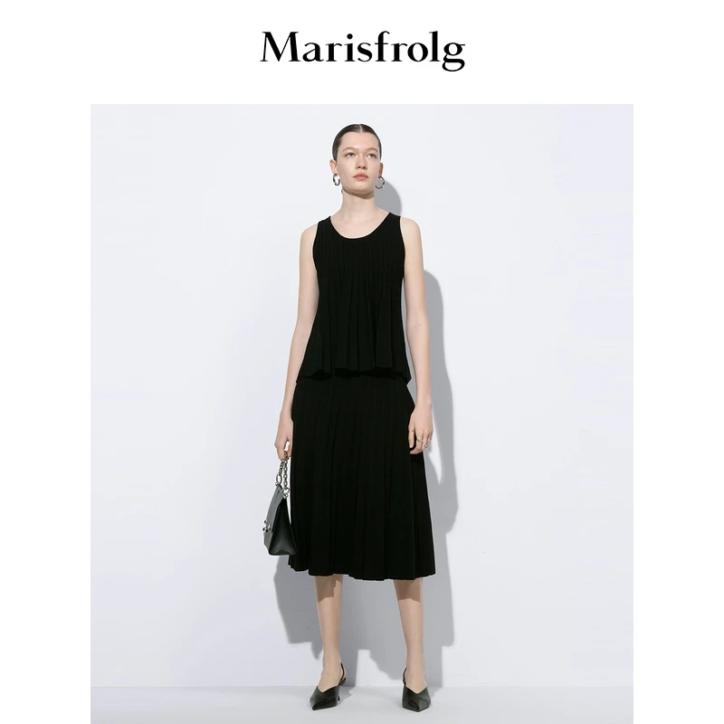 【米儿精选】Marisfrolg/玛丝菲尔显瘦气质黑色休闲背心