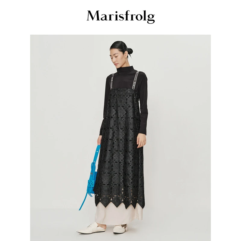 Marisfrolg玛丝菲尔时尚提花复古A字设计师半高领连衣裙A1KT11736