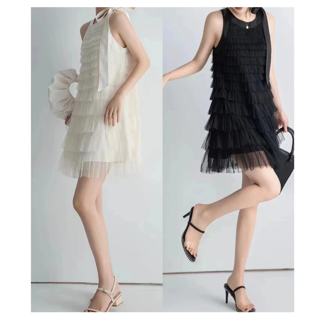 YUYI【黑天鹅】轻奢高端春夏超显瘦连衣裙气质时尚夏季黑白小众中裙