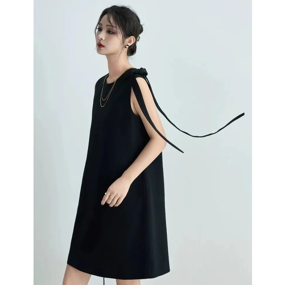 YUYIMA**RA同源面料 日本三醋酸混纺 通勤JI简无袖直身连衣裙裙子