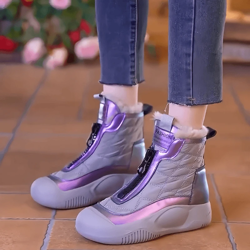 【爆款】冬季女鞋时尚短靴加绒加厚马丁靴网红增高4CM保暖软雪地靴