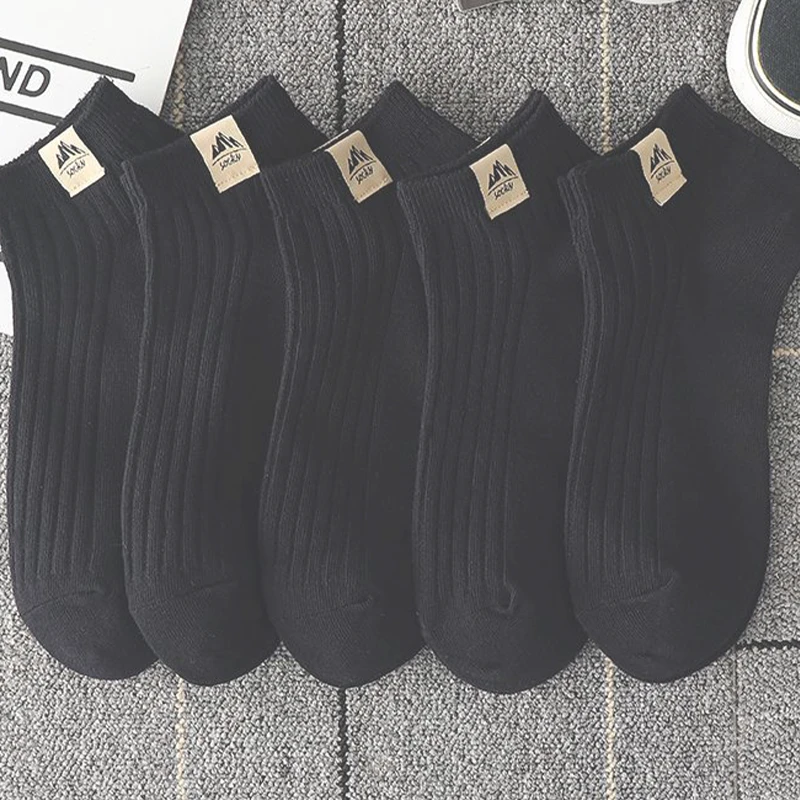 春秋黑色男士吸汗防臭白色船袜薄款黑潮百搭诸暨男生短袜运动短袜