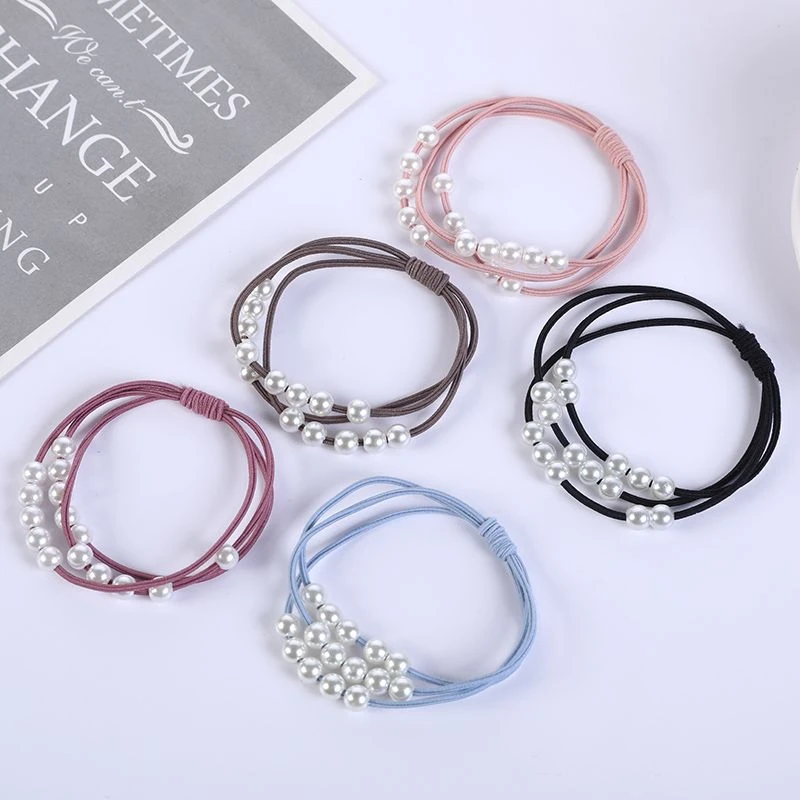 韩版头绳高弹力发圈发绳头饰品珍珠皮筋发饰发皮筋三合一洋气森女