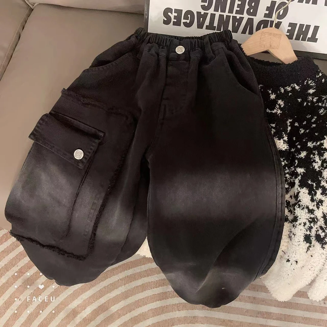 312106《预》小涵家玲姐优选韩版儿童休闲舒适洋气秋冬加绒牛仔裤