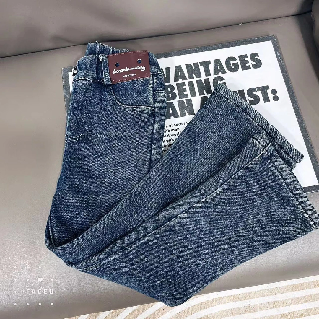 312339《现》小涵家玲姐优选韩版儿童休闲舒适洋气秋冬加绒牛仔裤