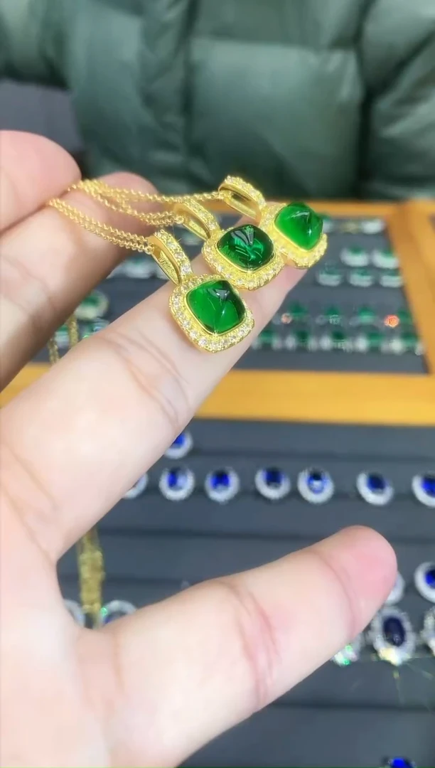 【闪购商品】祖母绿颈饰银S925镶嵌036