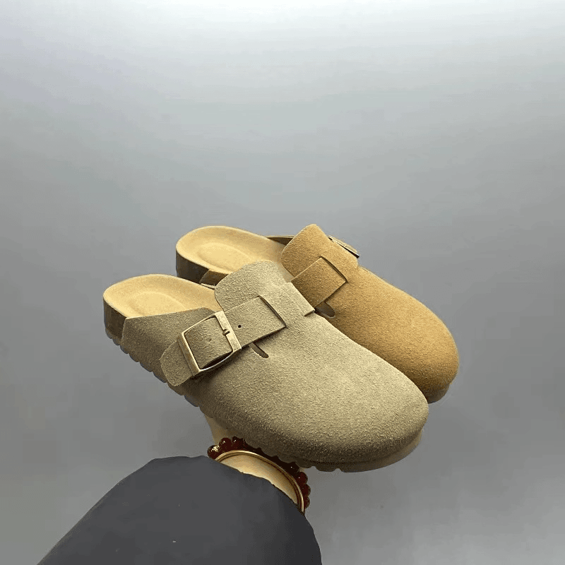 2024春季新款圆头软底舒适英伦风勃肯鞋外穿包头时尚休闲女士拖鞋