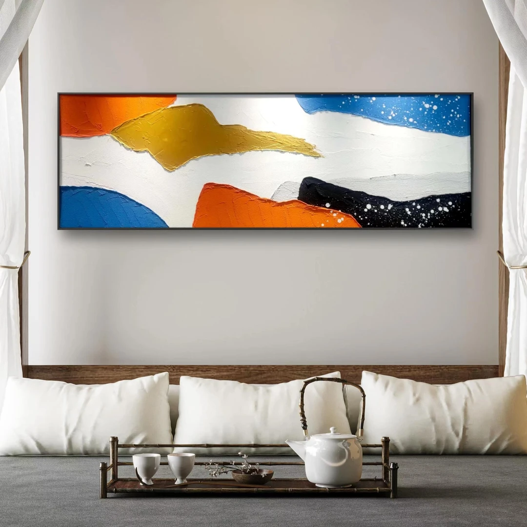 美好时光手工油画抽象装饰画手绘油画卧室床头游戏现代轻奢金框