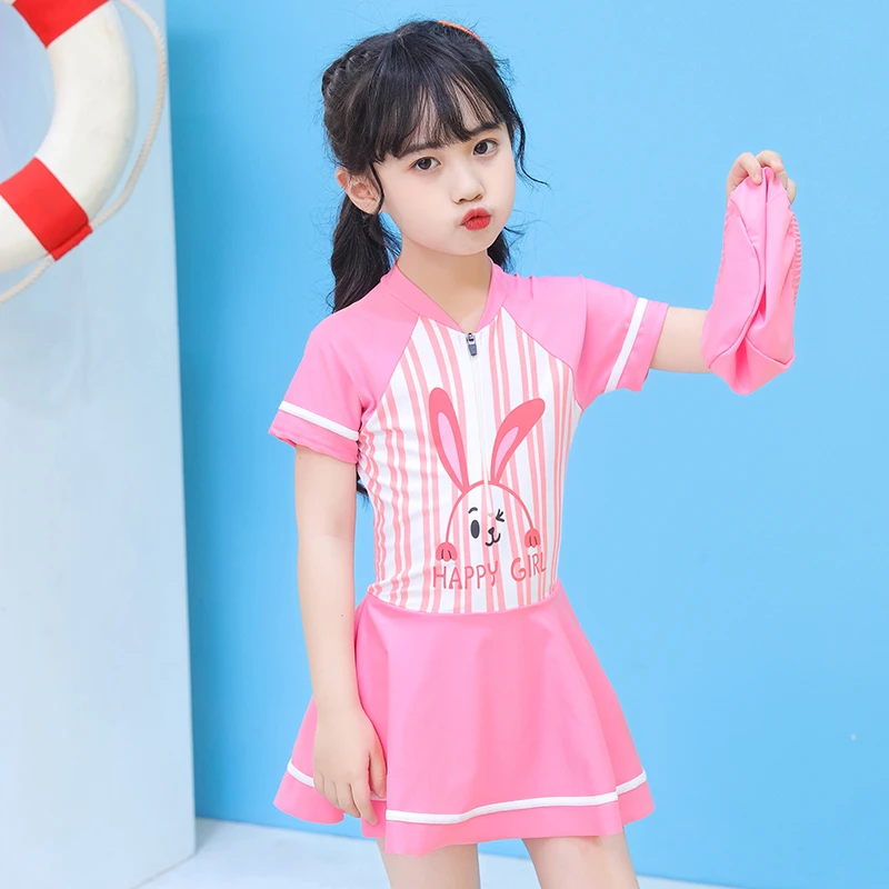 儿童泳衣女孩连体2023新款女童速干游泳衣中大童宝宝可爱洋气泳装