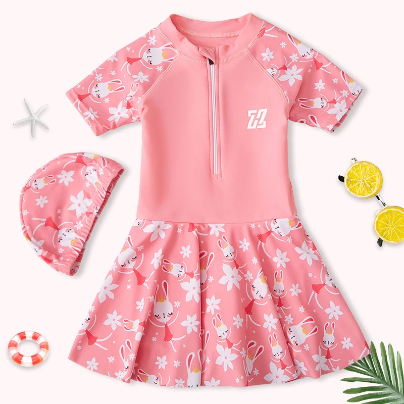 儿童泳衣防紫外线女童夏公主连体温泉防晒游泳衣小中大童2024新款