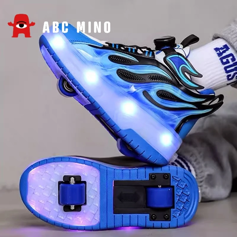 ABC MINO2024秋季新款夜间灯光鞋子溜冰玩耍户外男童百搭暴走童鞋