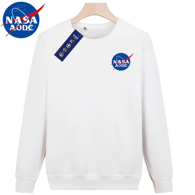 NASA重磅320克华棉圆领卫衣男女同款纯色宽松长袖T恤情侣套头上衣