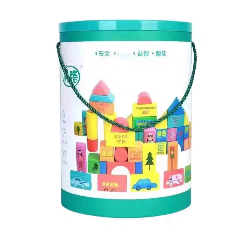 儿童108粒桶装积木玩具大颗粒拼装早教益智亲子互动