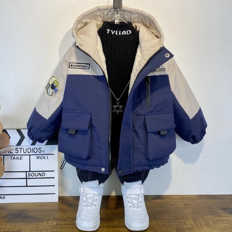 2024新款儿童冬季加厚棉服男孩时髦棉袄派克服男童加绒秋冬装外套