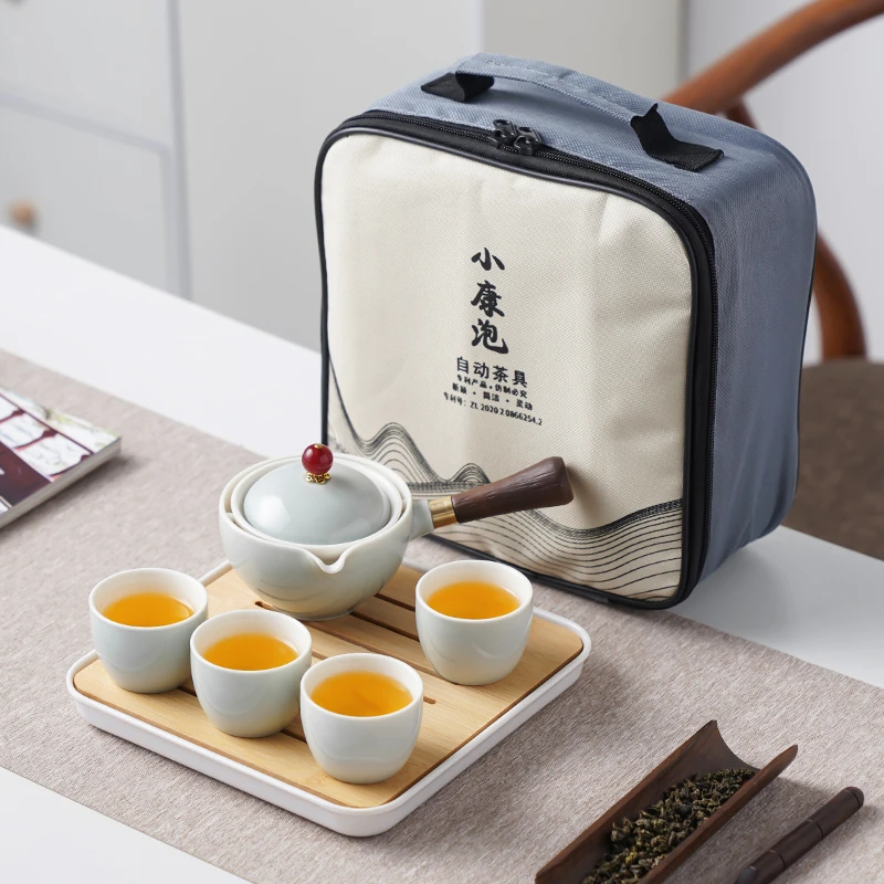 防烫旋转逍遥壶泡茶壶陶瓷泡茶神器侧把单壶养生懒人功夫茶具套装