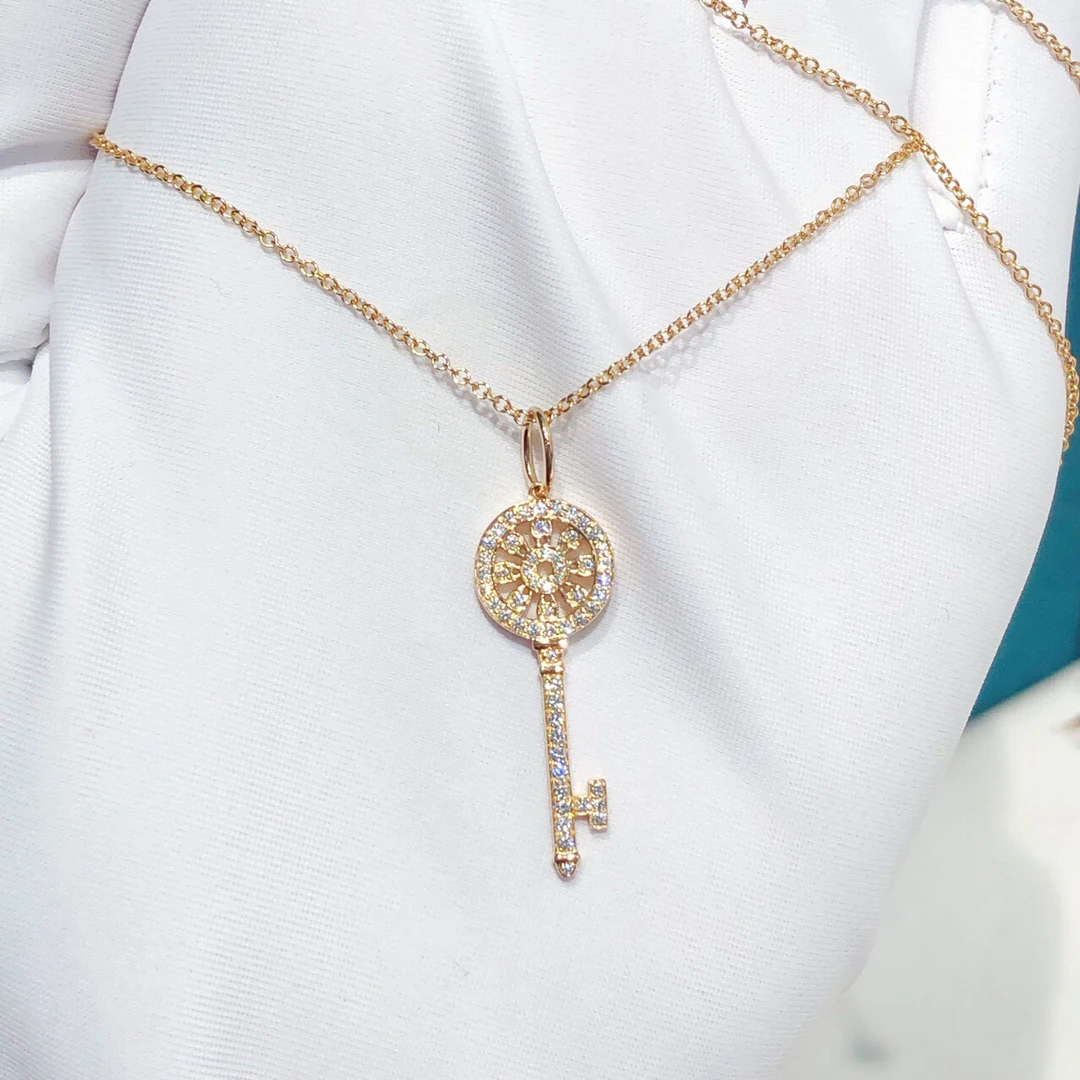 未使用 Tiffany & Co./蒂芙尼 满钻 mini太阳花钥匙项链