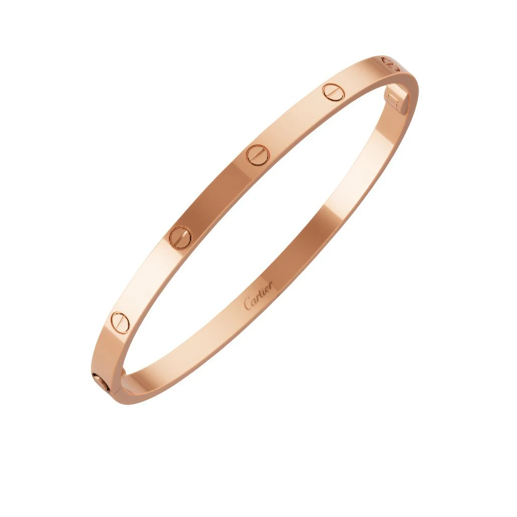 未使用 Cartier/卡地亚  Love系列玫瑰金窄版无钻手镯