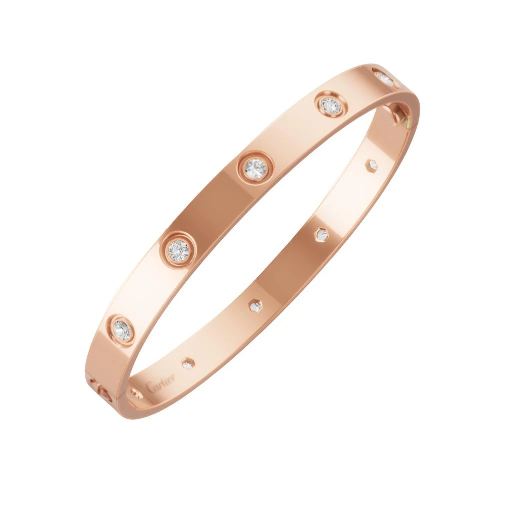 99新 Cartier/卡地亚 Love系列 玫瑰金宽版十钻手镯 16号