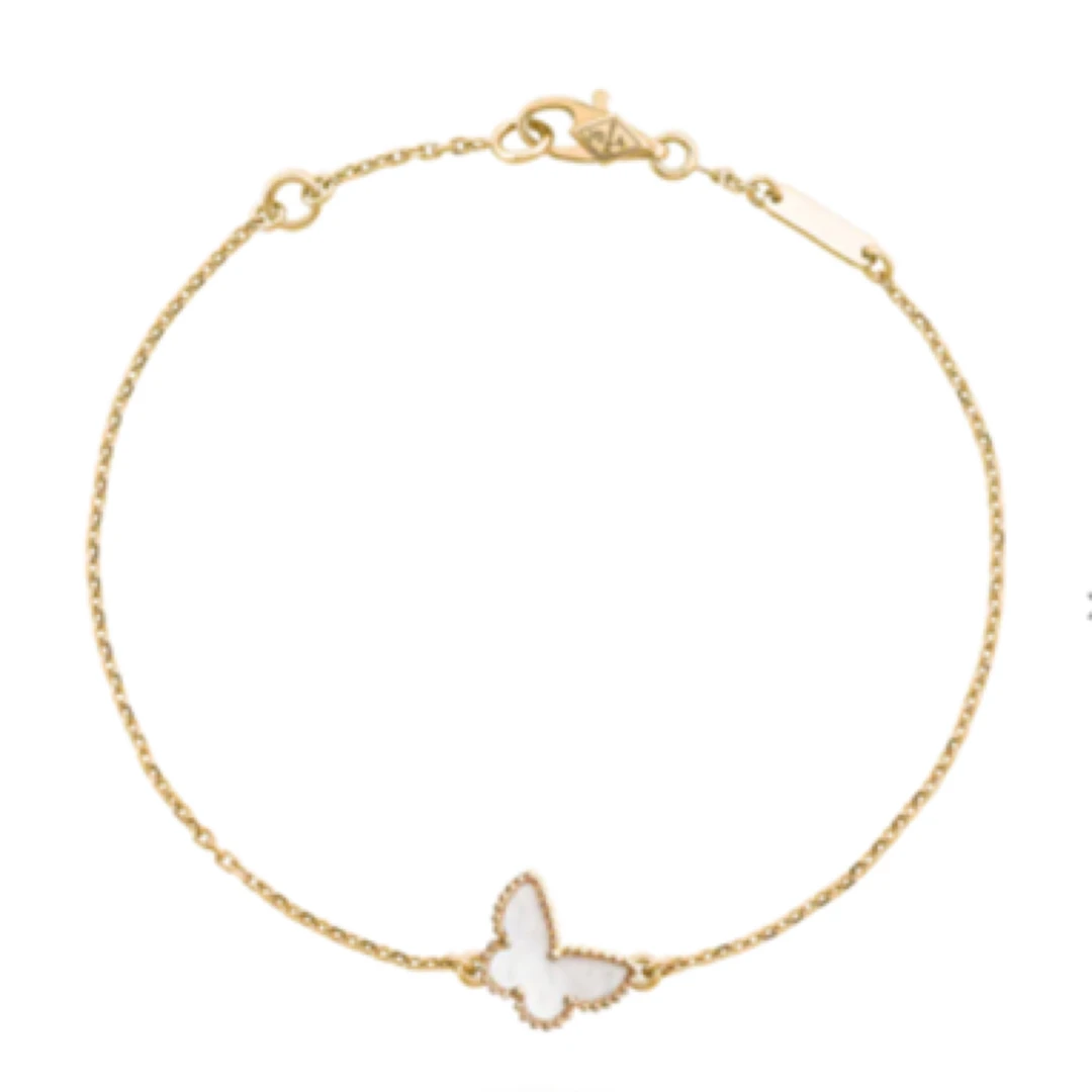 未使用 梵克雅宝 VCA小号白贝母蝴蝶手链 全长18cm 【JQ】