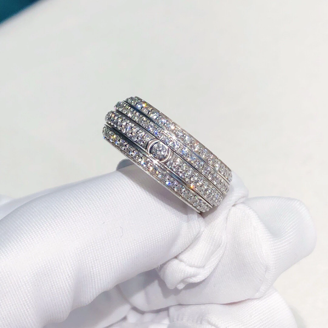99新 Piaget/伯爵 伯爵白金四圈满钻戒指54码