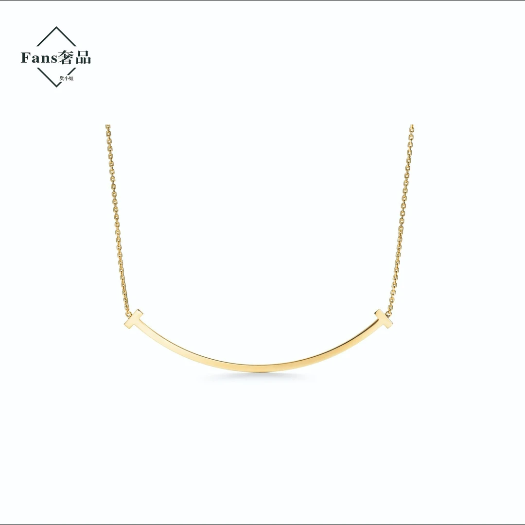 99新 Tiffany & Co./蒂芙尼 Smile大号黄金笑脸项链
