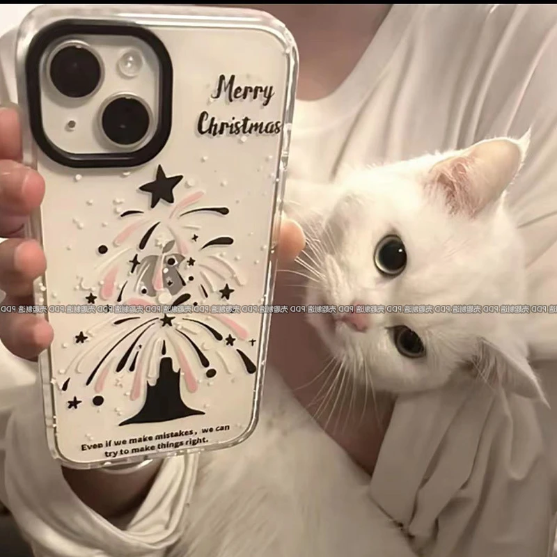 ins烟花圣诞树iPhone14/15promax手机壳11小众xr透明12/13pro软壳