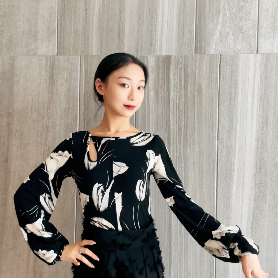【WIN舞服定制】 合欢上衣—摩登舞服气质修身时尚水滴领摩登上衣