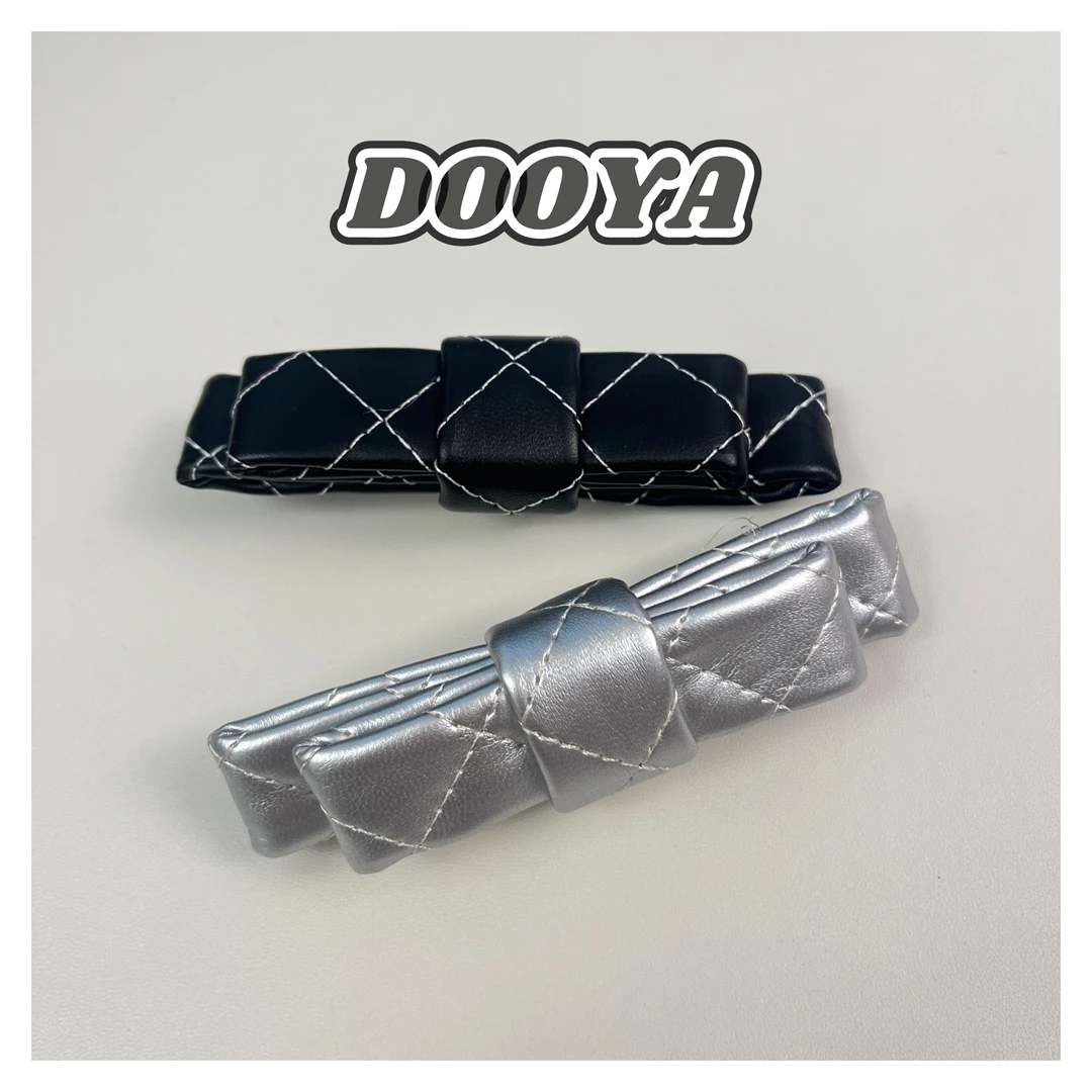 芽怼怼小众饰品 03410 简约皮质复古气质爆裂纹压夹