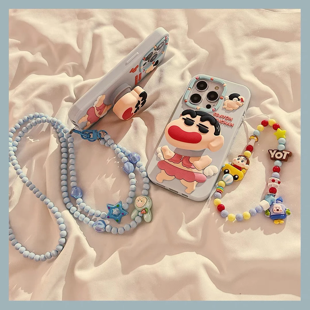 搞怪比基尼小新支架iPhone16promax适用苹果15手机壳13硅胶14链条