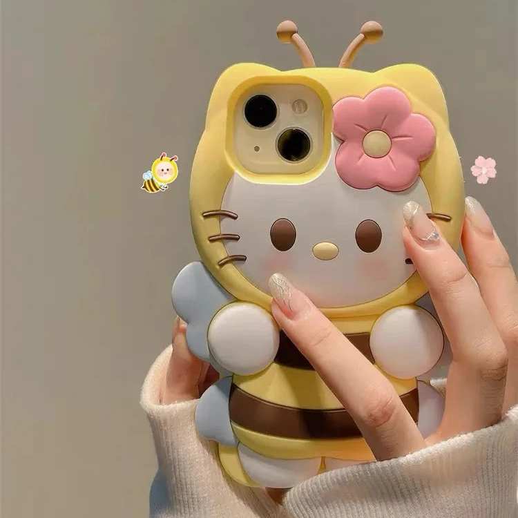 适用oppo小米华为vivo蜜蜂KT猫iphone15promax苹果手机壳16卡通14