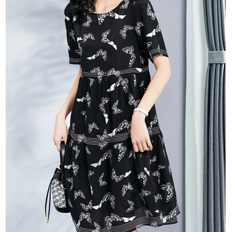 “蝴蝶翩翩飞”真丝连衣裙 74029