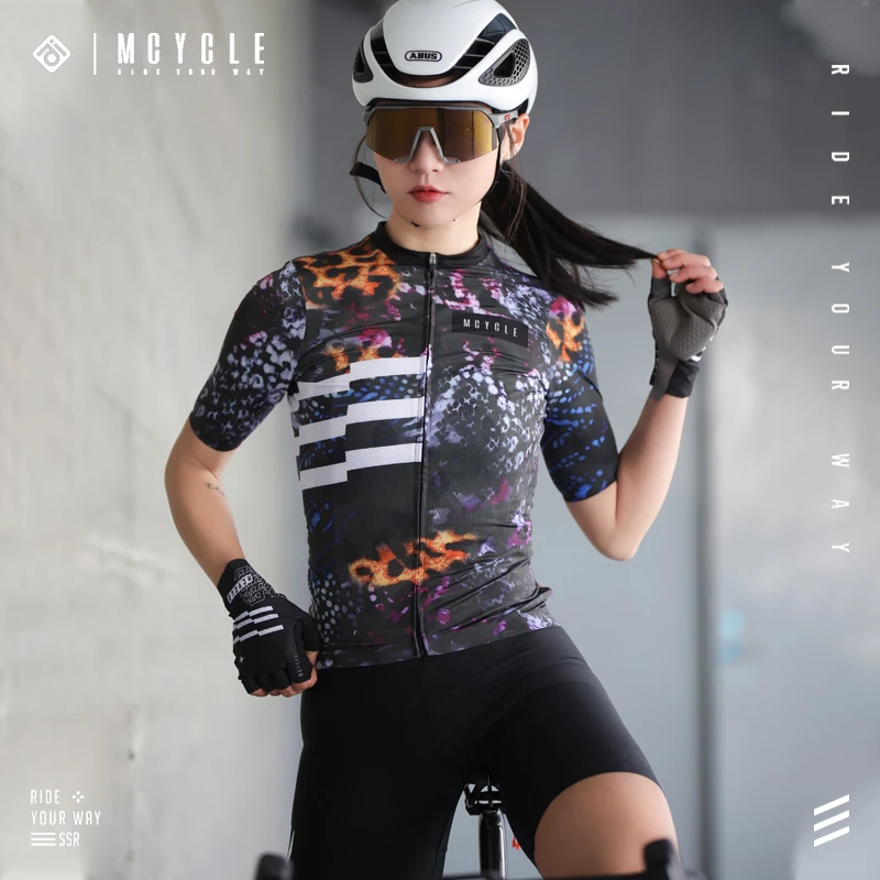 魅骑mcycle骑行短袖女款夏季透气薄款速干自行车公路车服流影
