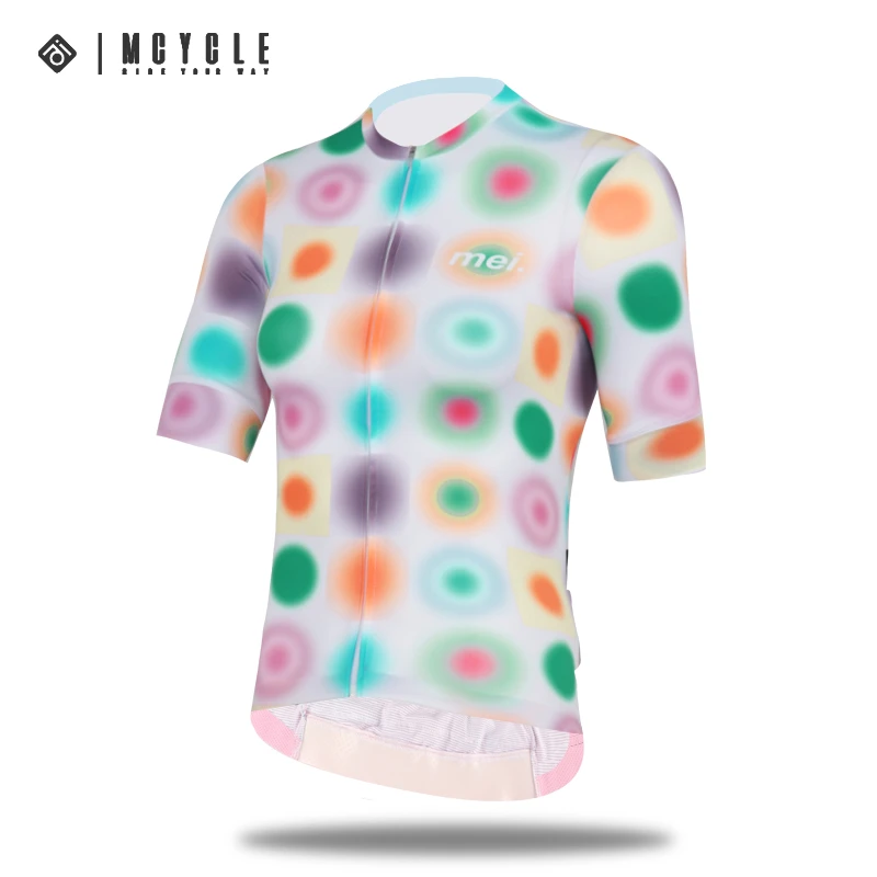 魅骑骑行短袖女款夏季自行车公路车服速干时尚迷幻波点高能感