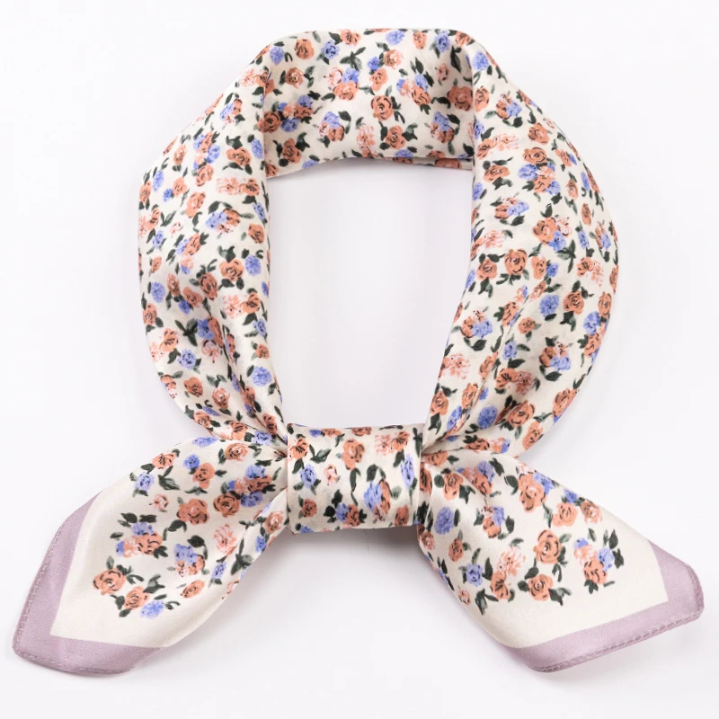 上海故事【小玫瑰】12姆米 65*65cm素绉缎桑蚕中方巾女士大方气质