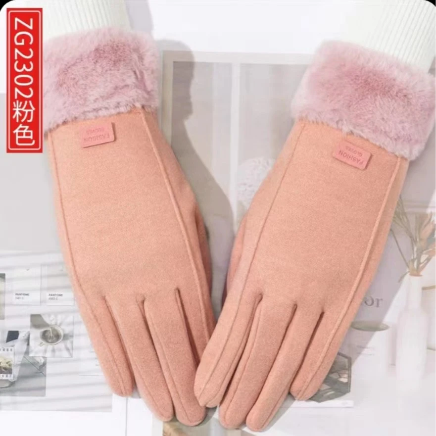 达芬奇密码立体线条毛口加绒保暖手套可触屏ZG2302秋冬耐磨加厚女