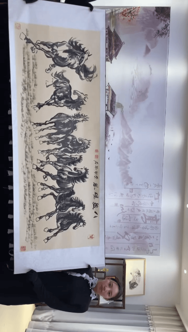 【闪购商品】书法D-井泓岩-八骏雄风-六尺-231225