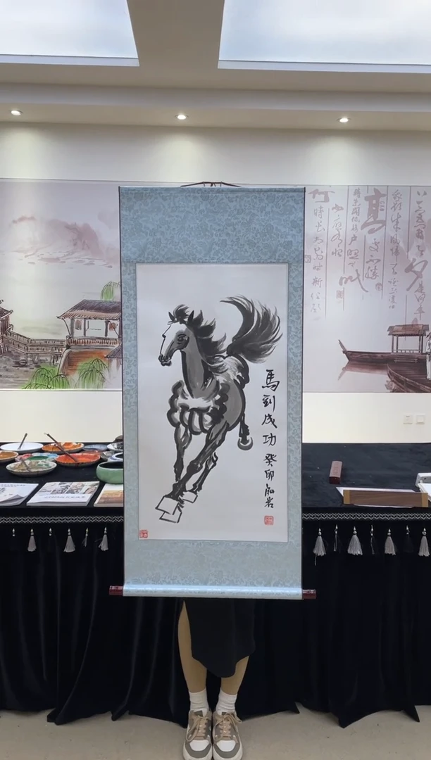 【闪购商品】书法名家-井泓岩-马到成功-三尺竖白轴