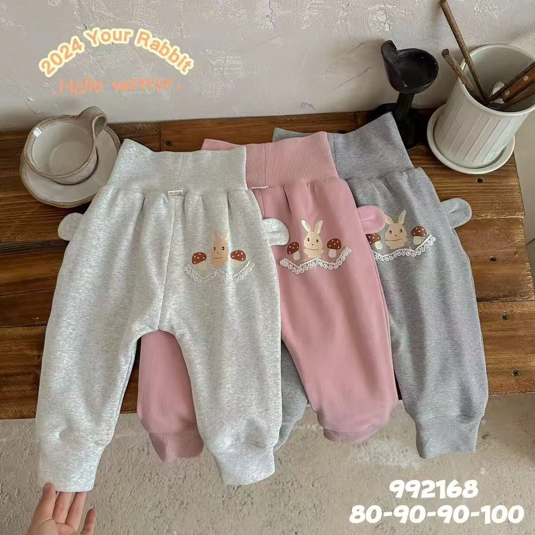 玥儿兔双层屁屁裤80-100码 2168蘑菇兔兔 NO退NO换女宝高腰秋冬款