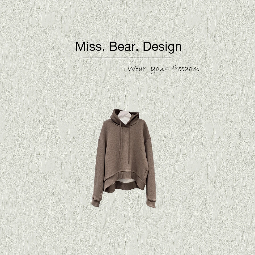 【MISS BEAR DESIGN】下摆弧形设计连帽卫衣