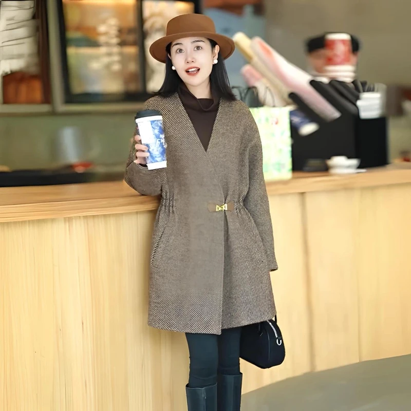 高级感时尚宽松毛呢外套女2025年秋冬新款百搭中长款显瘦气质外衣