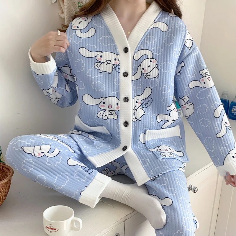 大码月子服秋冬季孕妇睡衣空气棉保暖哺乳喂奶待产外穿家居服套装
