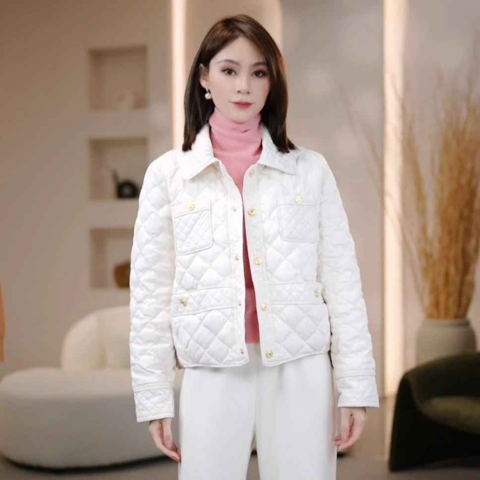 2023秋冬新款羽绒服时尚女款百搭女士小香风甜美外套轻薄短款