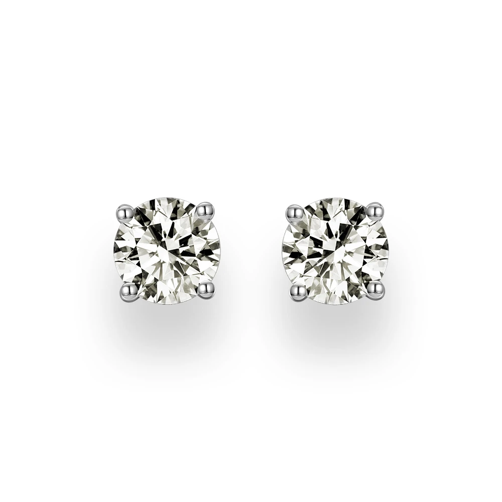 925银合成锆石耳饰 E2740【冬青】1克拉白G色经典气质百搭耳钉