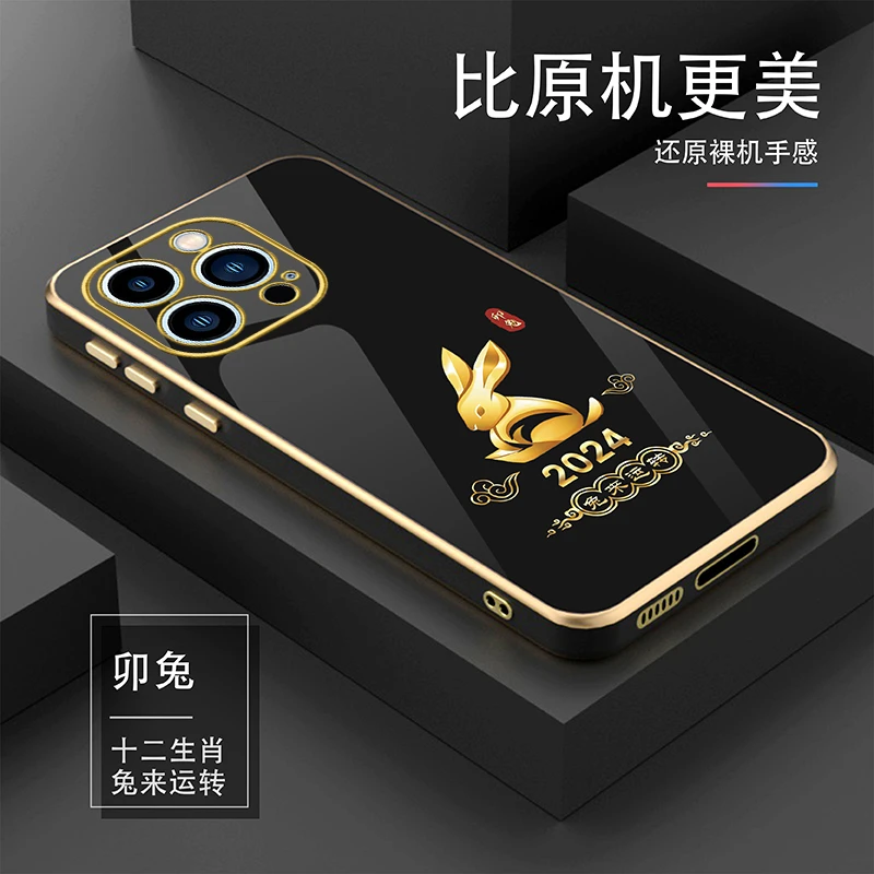 适用【苹果13Pro】2024十二生肖新年国风耐磨电镀手机壳