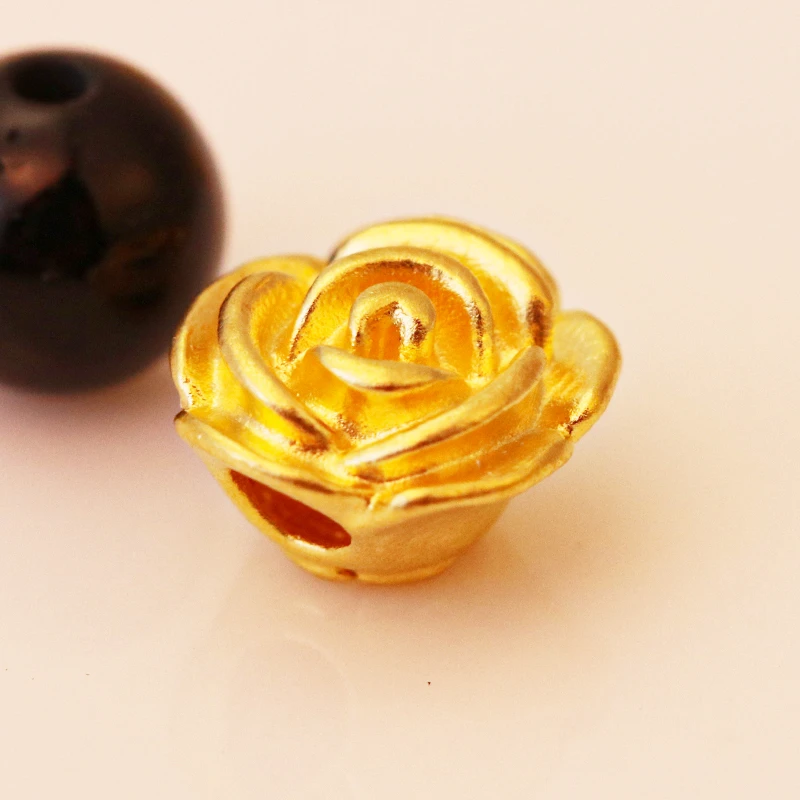 【中金国金珠宝】足金玫瑰花厚实石榴石手串戒指时尚约0.12g