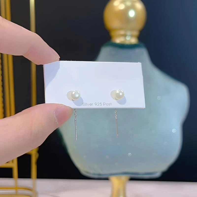 铜合金耳饰 925银针耳饰2024年新款珠珠耳线小众轻金黑色大圈耳环