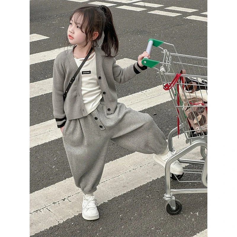 女童套装儿童秋装运动裤2025新款春秋洋气网红两件套女孩三件套潮