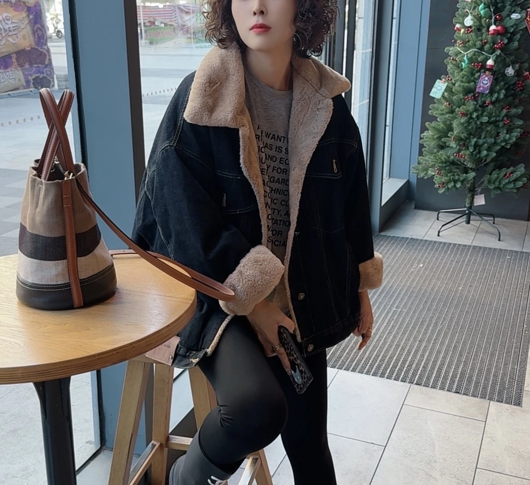 (38026) 2024冬季新款加绒加厚牛仔外套