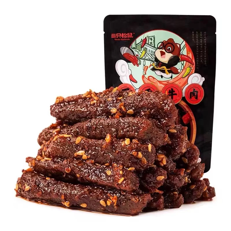 5袋-三只松鼠蜀香牛肉麻辣味牛肉零食熟食休闲小吃解馋香辣牛肉干
